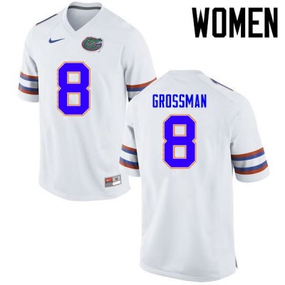 Women's Florida Gators #8 Rex Grossman NCAA Nike White Authentic Stitched College Football Jersey CHH2162FS